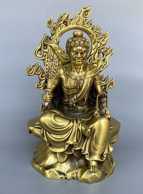黄铜不动明王佛像摆件不动尊菩萨