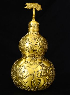 黄铜开口葫芦摆件五福葫芦工艺品