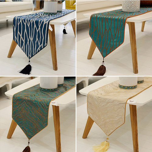 新中式禅意轻奢高级感布艺桌旗