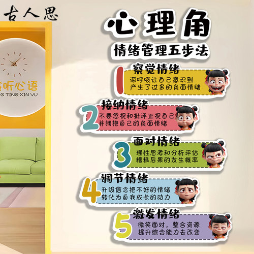 心理健康心灵驿站文化墙贴心理角咨询室贴辅导室氛围班级教室装饰