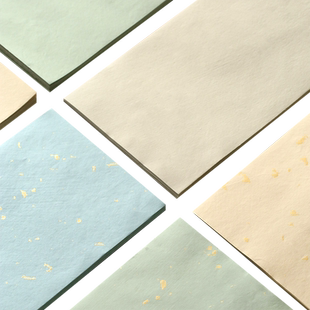 问心堂传统色手工蜡染纸加厚半生熟宣纸洒金作品纸专业级书法练习纸毛笔字书写四尺对开宣纸文房四宝手工信纸