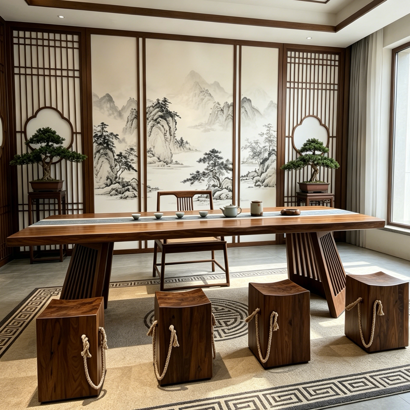 新中式宋式黑胡桃木实木2026新款茶桌组合客厅家用会客高级感茶台图片