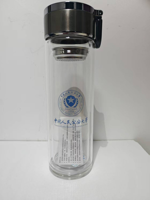 中国人民公安大学智能数字显温高硼硅加厚玻璃杯380ml