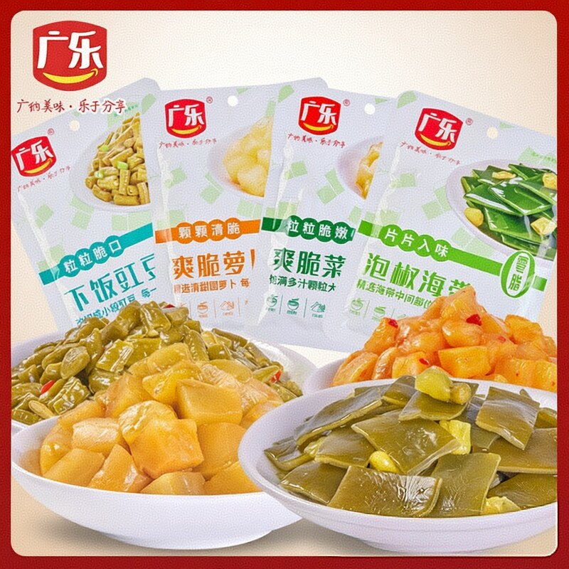 广乐下饭豇豆爽脆菜心泡椒海带爽口萝卜开胃下饭酱腌菜135g/袋