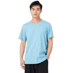 利工民精梳棉长绒棉夏季纯棉T恤圆领男纯色短袖上衣宽松文化衫