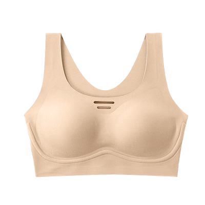 乳胶一片式粉丝色无痕美背文胸