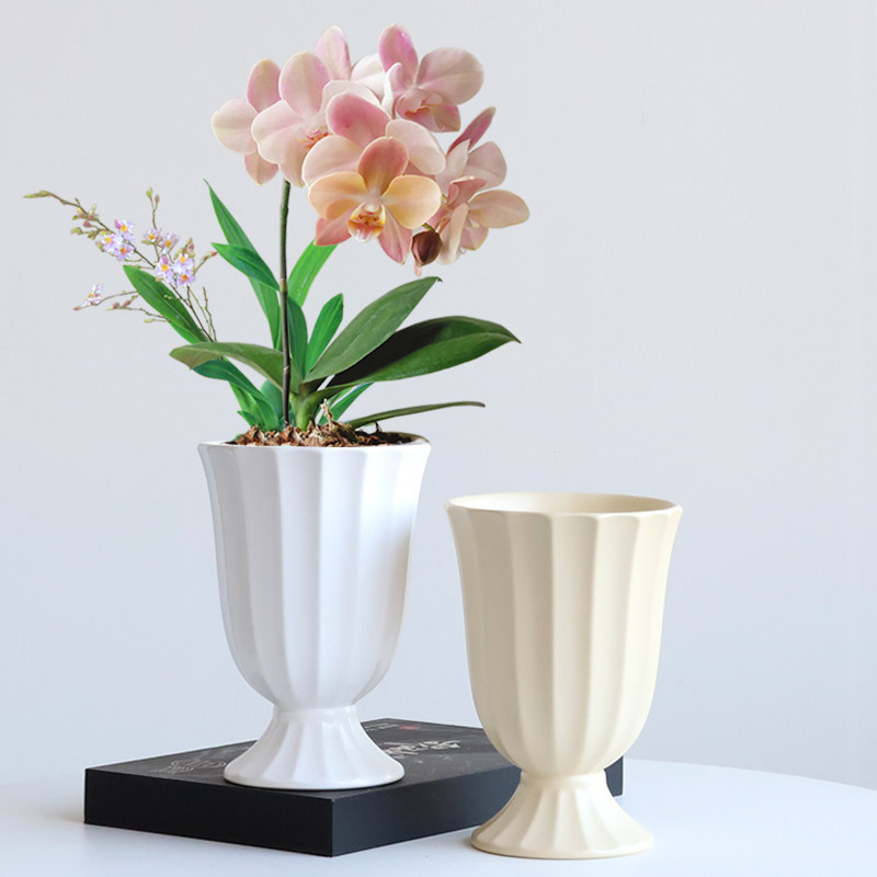 简约陶瓷花盆高款带托盘文心兰梦香兰蝴蝶兰专用盆吊兰多肉绿植盆,鲜花速递/花卉仿真/绿植园艺,花盆,淘宝优惠券,粉丝福利购,淘宝优惠卷