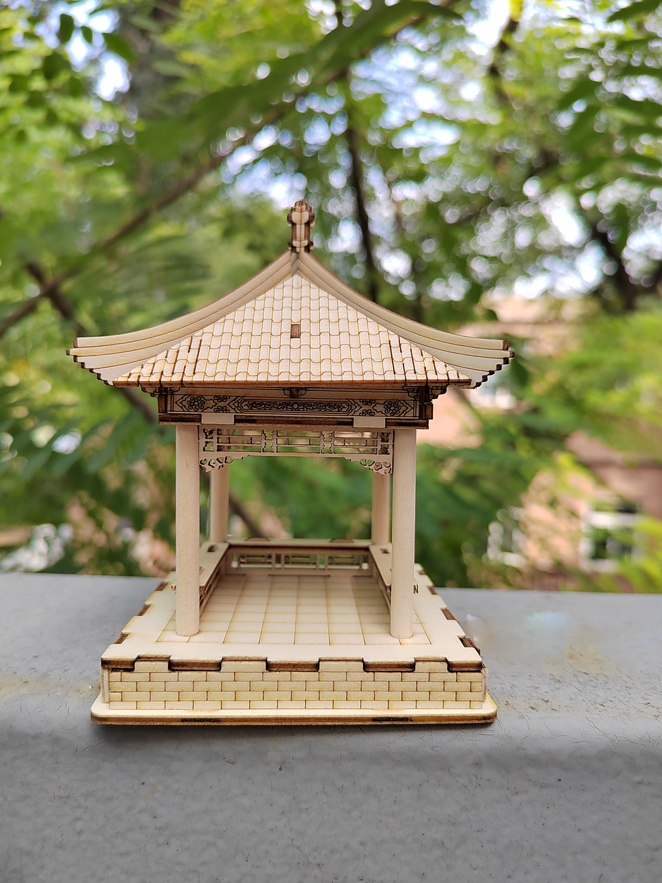 古建筑四角亭百分比还原拼装模型