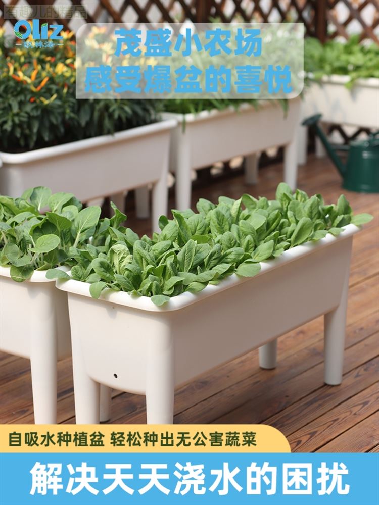 新品家庭阳台种菜专用盆楼顶加高种植箱韭菜盆特大塑料花盆长方形