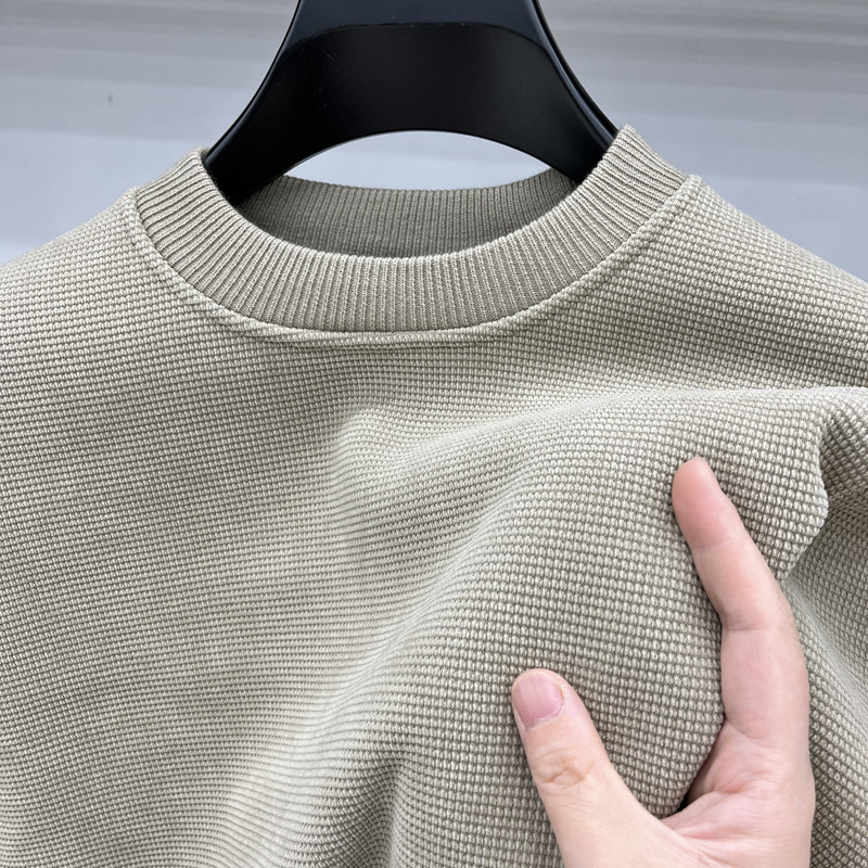 华夫格加绒加厚卫衣男圆领秋冬季保暖纯色t恤长袖男装内搭打底衫,男装,卫衣,淘宝优惠券,粉丝福利购,淘宝优惠卷