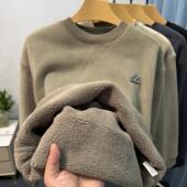 t恤男打底衫 重磅长绒奥粒绒抓绒衣秋冬季 加绒加厚卫衣男圆领长袖