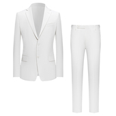 新郎结婚礼服羊毛西裤 本派白色西装 男套装 马甲高级感西服三件套潮
