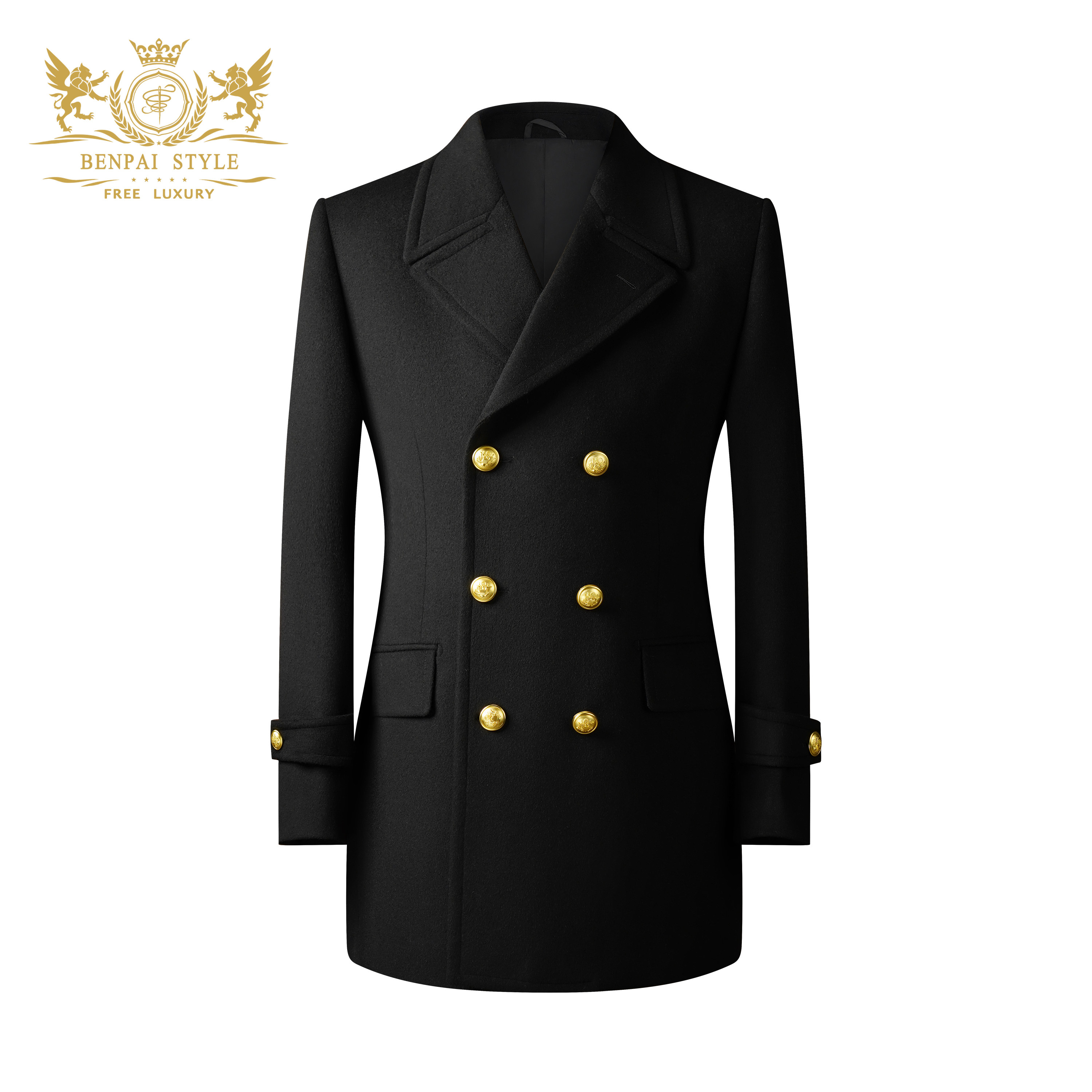 本派大衣男高档英伦双排扣海军羊绒羊毛混纺短款毛呢外套PeaCoat,男装,毛呢大衣,淘宝优惠券,粉丝福利购,淘宝优惠卷