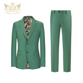 潮流高级定制工艺西服套装 本派绿色西装 时尚 2026春秋新款 男 男套装
