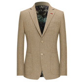 男 意大利人字纹毛呢西服高级定制雅痞西装 本派羊毛西装 外套男新款