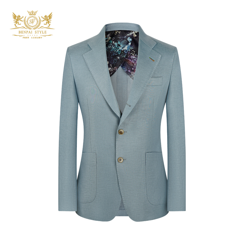 本派意大利风格那不勒斯亚麻西装