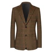 本派羊毛西装 潮流男装 外套男新款 英伦风粗花呢千鸟格休闲西服韩版