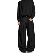 坠感裤 男女直筒垂感休闲裤 宽松cleanfit微喇西裤 子 POCKET美式