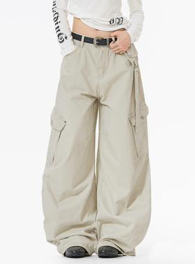 Z POCKET美式复古宽松弯刀裤cleanfit工装裤潮牌直筒休闲裤男女