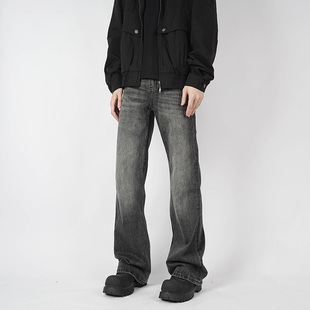 深灰色牛仔裤 高街修身 男款 潮牌cleanfit裤 女 子秋冬季 POCKET美式