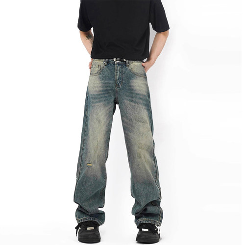 ZPOCKET美式高街直筒牛仔裤