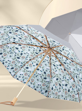 双层太阳伞女钛银超强防晒防紫外线折叠晴雨两用黑胶遮阳伞upf50+