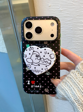 韩国ins小众高级感甜酷yk2辣妹黑色小星星爱心磁吸支架17promax适用iphone16pro全包双层14手机壳苹果15硬壳