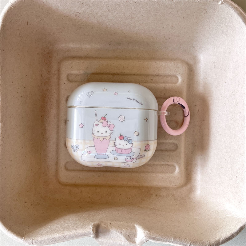 夏日ins可爱卡通奶蓝冰激凌樱桃甜品猫咪airpods1/2代适用pro保护套4代3代苹果蓝牙耳机套女款防摔pro2/3少女