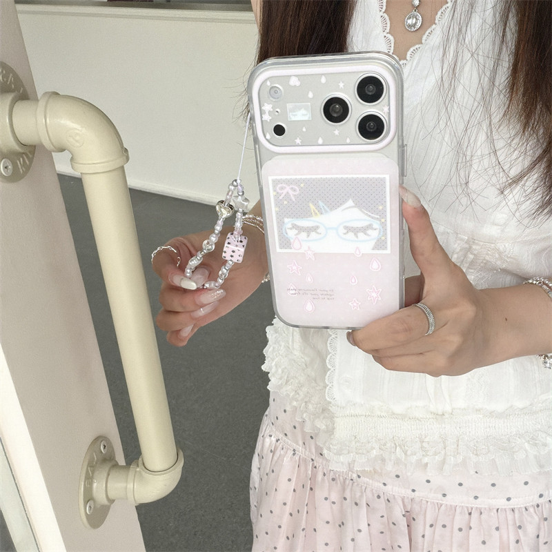 韩风ins卡通动漫少女心可爱粉底眼泪女孩手链17promax适用iphone16pro双层硬壳苹果15pro手机壳防摔保护套