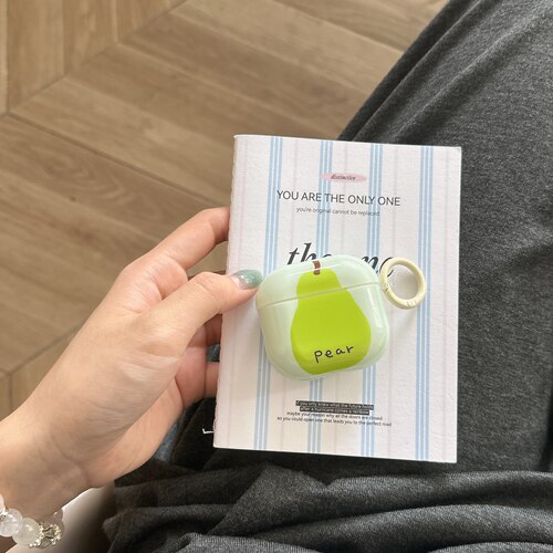 夏日ins小清新一颗绿梨子水果吊坠挂件airpods1/2代适用pro保护套4代3代苹果蓝牙耳机套女款防摔pro2/3少女