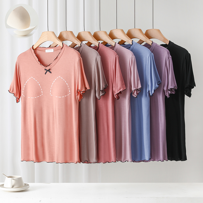 莫代爾家居服女士帶胸墊睡衣上裝