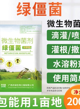 20亿/克  水溶型 绿僵菌微生物菌剂侵染作物虫害蚜虫蜗牛地老虎等