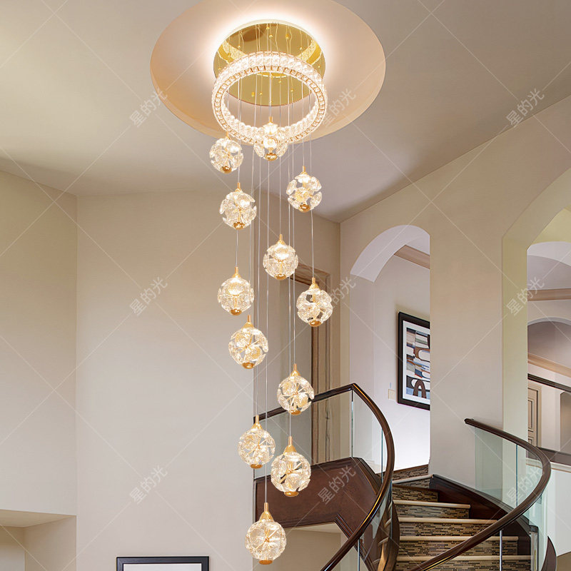别墅复式楼大吊灯轻奢水晶楼梯吊灯现代简约loft公寓挑空客厅吊灯,家装灯饰光源,LOFT/复式住宅/楼梯吊灯,淘宝优惠券,粉丝福利购,淘宝优惠卷