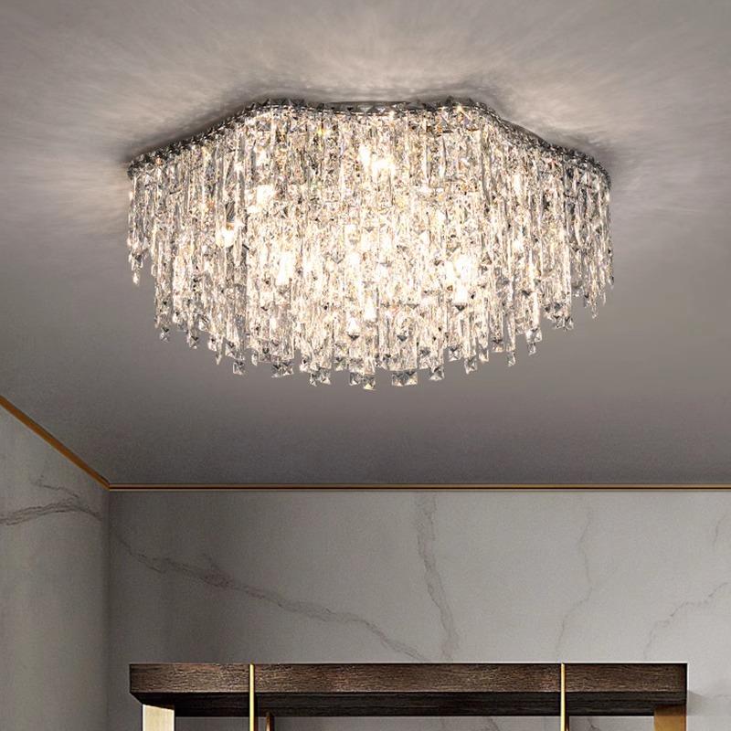 轻奢吸顶灯圆形水晶卧室灯高级感