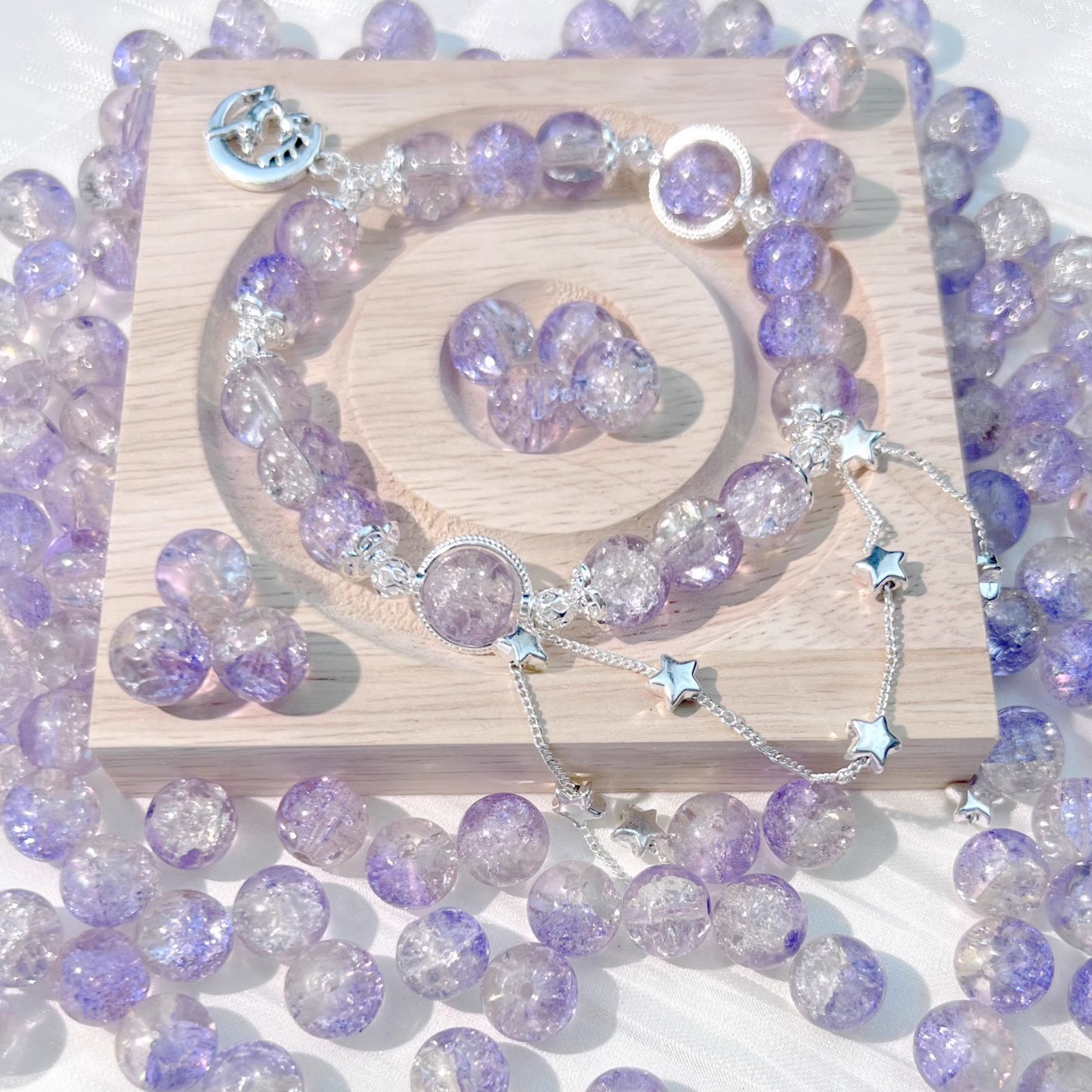 冰裂琉璃珠散珠手工串珠配饰直孔