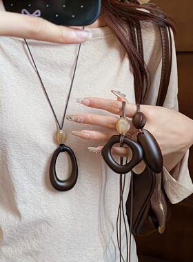 新中式毛衣链复古挂脖吊坠民族风