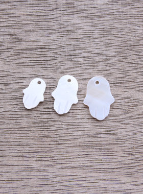 天然贝壳手掌吊坠 10/12/14mm淡水白贝雕刻耳环手链项链手作配件