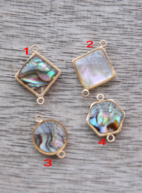 天然贝壳挂坠白鲍鱼贝圆菱形多边形滴油鼓面圆形手链项链耳饰配件