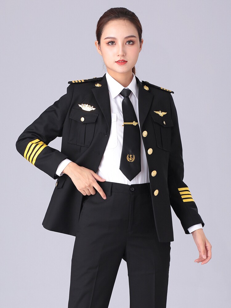 WOMENS CRUISE YACHT CAPTAIN UNIFORM CREW BLACK BLAZER NAUTICAL SHIP WORK CLOTHES PERSONALITY WOMENS SUIT