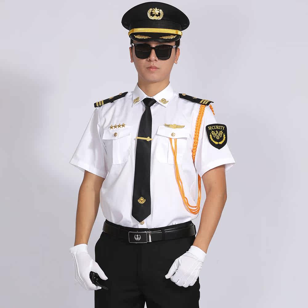 形象岗保安制服夏季套装物业安保工作服男士长袖白衬衫酒店礼宾服