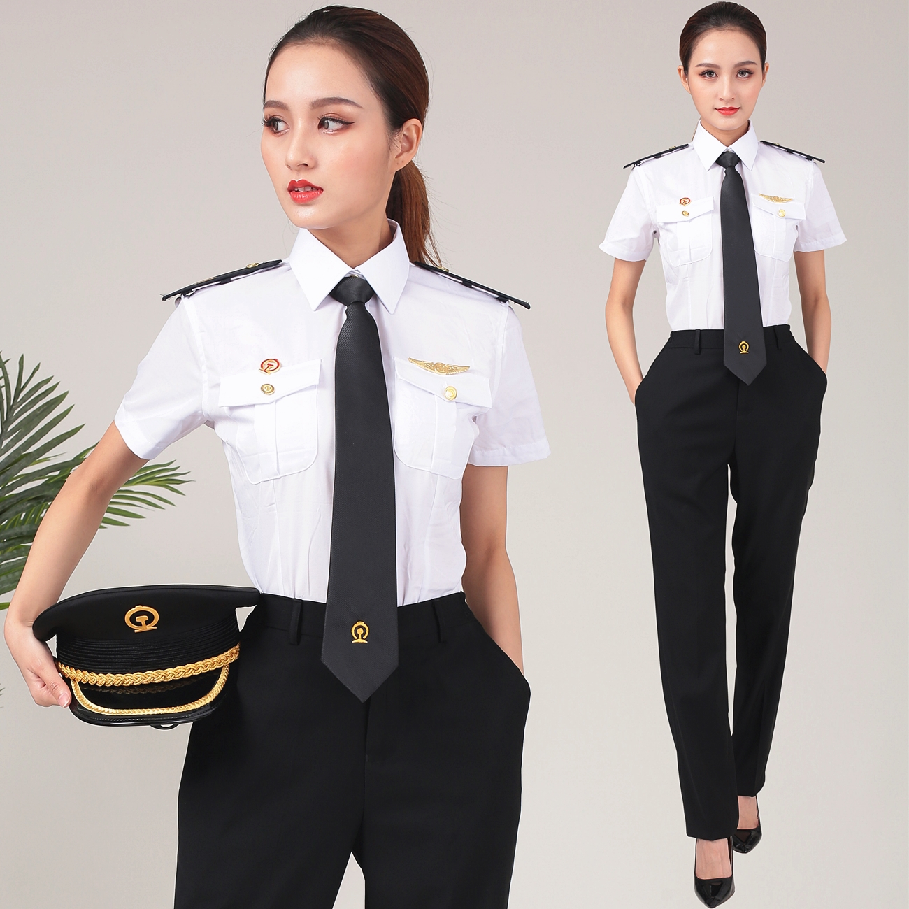女款铁路制服白色短袖衬衫高铁动车列车乘务员票务员服务员工作服