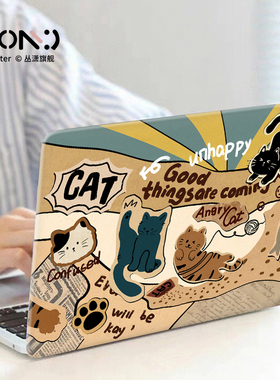可爱猫咪适用华为matebook14/13笔记本壳D15保护套pro电脑x外壳D16膜14s荣耀magicbook贴纸D14磨砂配件16寸