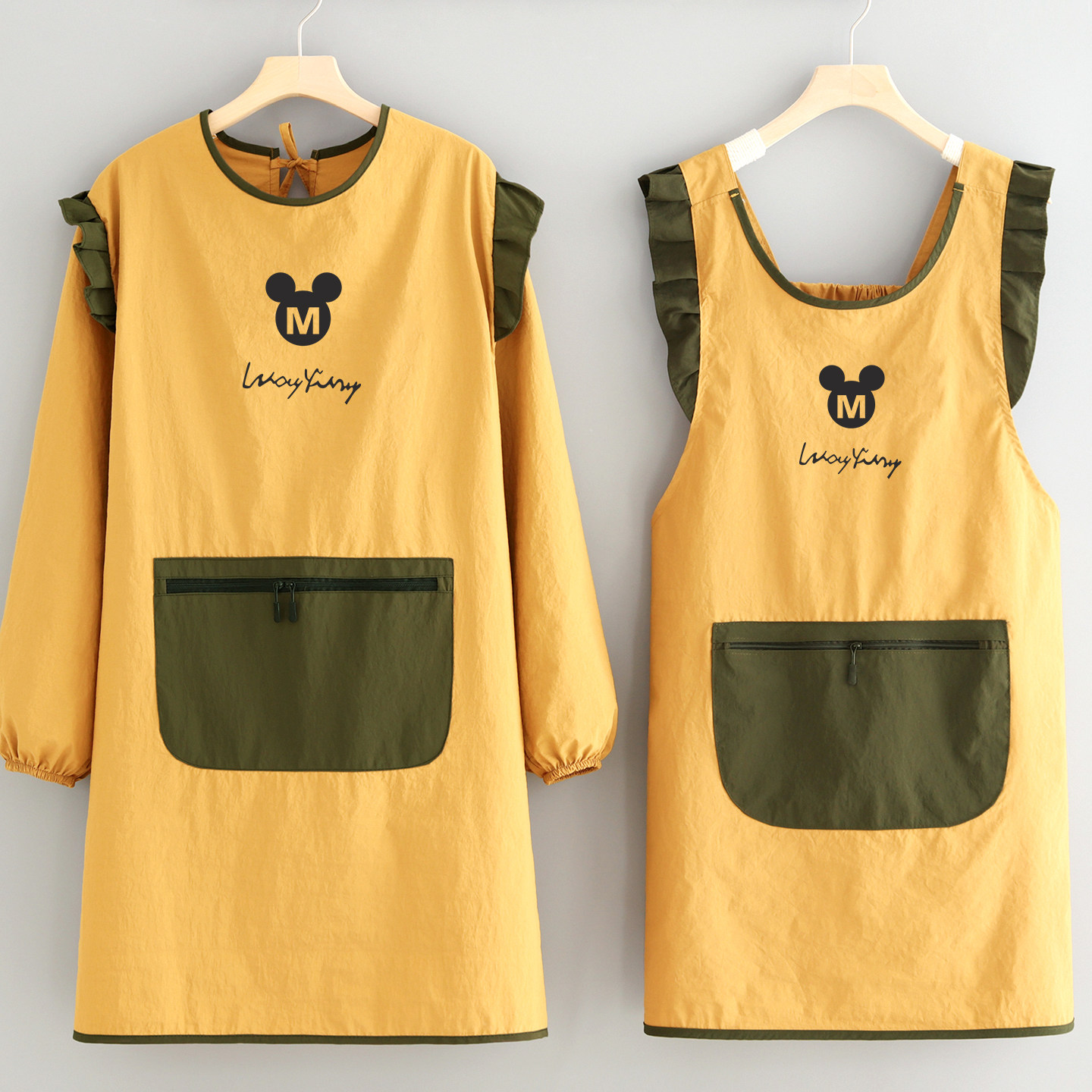 防泼水厨房罩衣家用做饭围裙干活