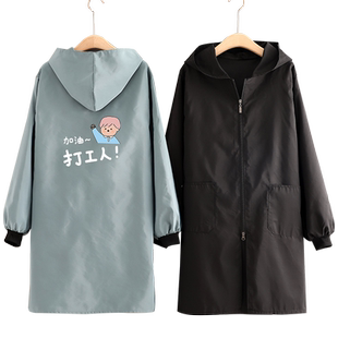 春秋夏季薄款围裙家用厨房长袖罩衣大人女防水防油外套工作服定制