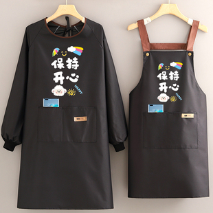 防水围裙厨房家用2023新款 罩衣男餐饮专用防油工作服定制印字 长袖