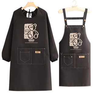 透气帆布罩衣家用厨房长袖围裙定制LOGO餐饮专用防污耐磨工作服男