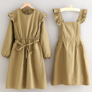 韩版 女工作服定制印字 公主系反穿罩衣厨房家居服美甲花店围裙长袖