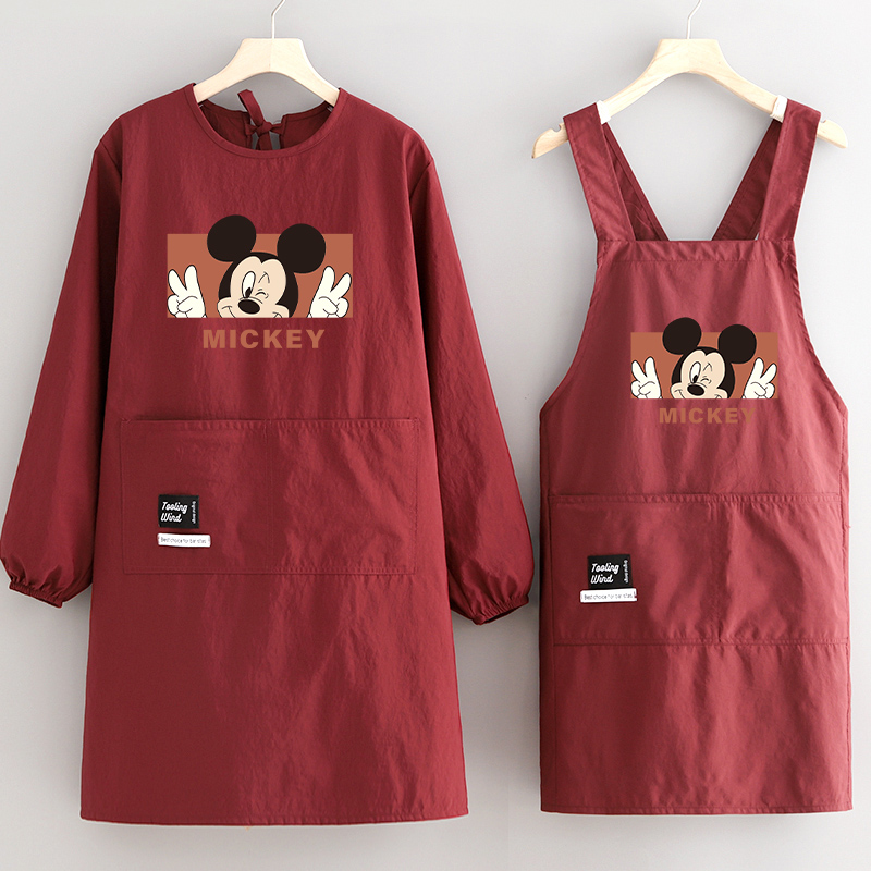 简约防泼水围裙长袖罩衣防污厨房做饭家用餐饮专用定制印字工作服