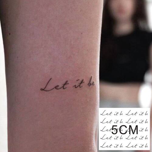 Let it be顺其自然草本果汁纹身贴防水持久女手臂性感英文字母贴
