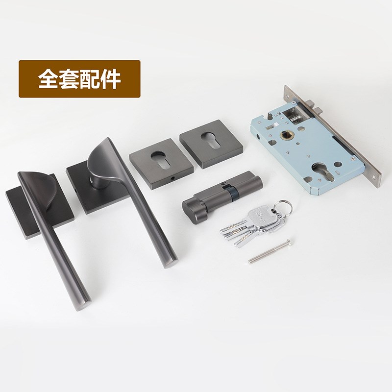锌合金木门分体锁房门卧室把手磁吸门锁静音热卖58/72中心距170
